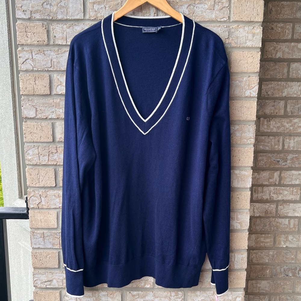 Vineyard Vines Cotton Cashmere Heritage Tipped V-Neck